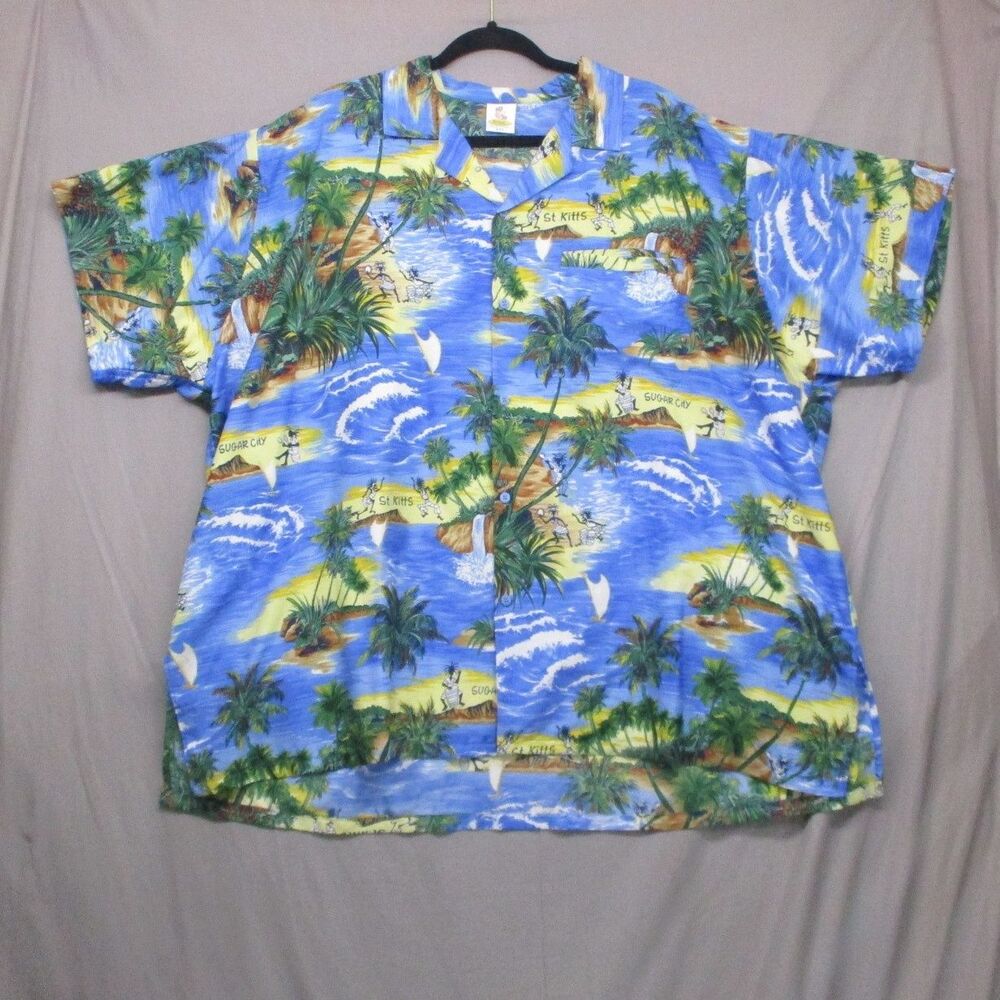 Rima Beachwear Blue Hawaiian Casual Shirt Men‎ Size XXL